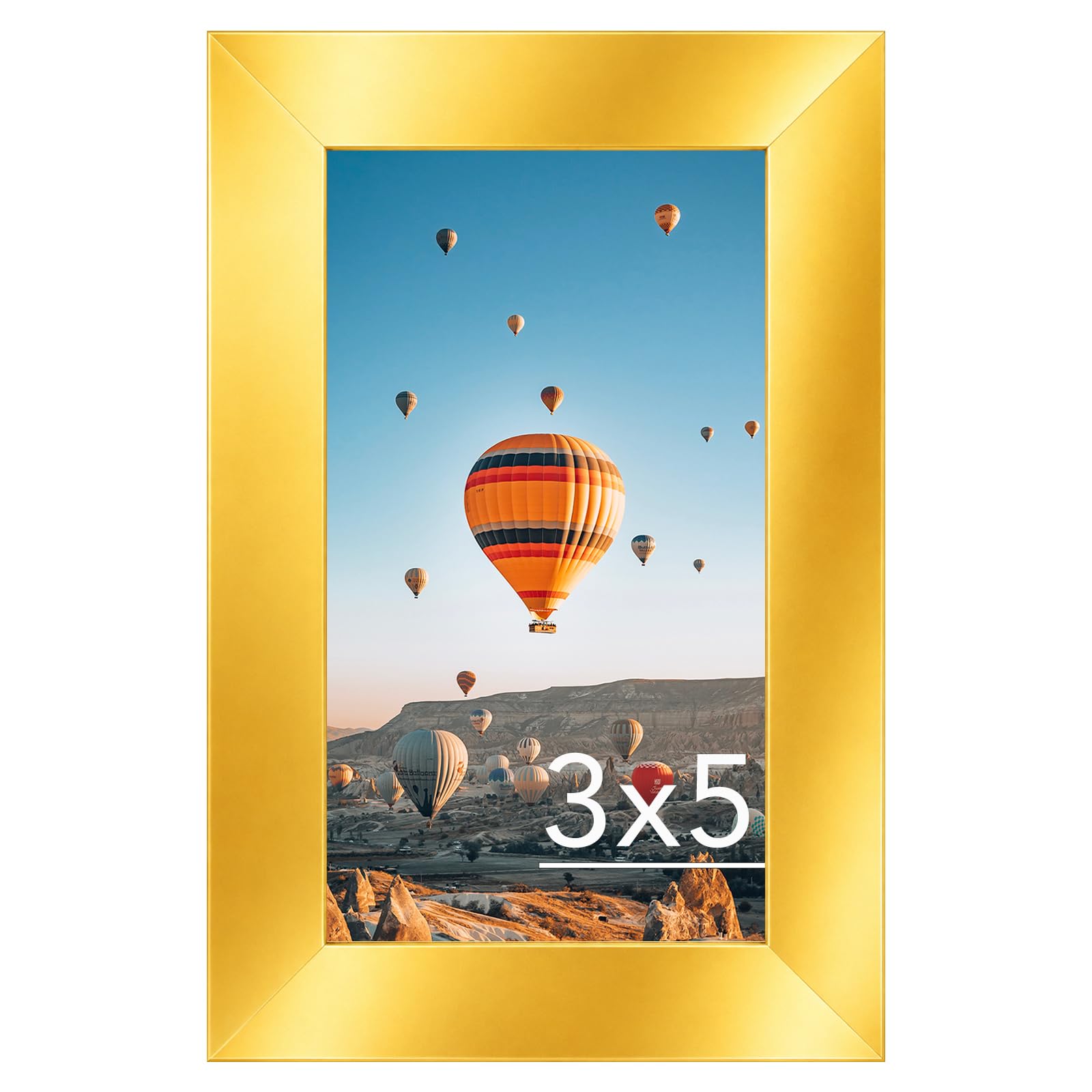 JCJMY 3x5 Picture Frame Gold for Tabletop, 3 x 5 Photo Frame with Shatter Resistant Plexiglass, Sturdy 3 by 5 Poster Frame, Gold