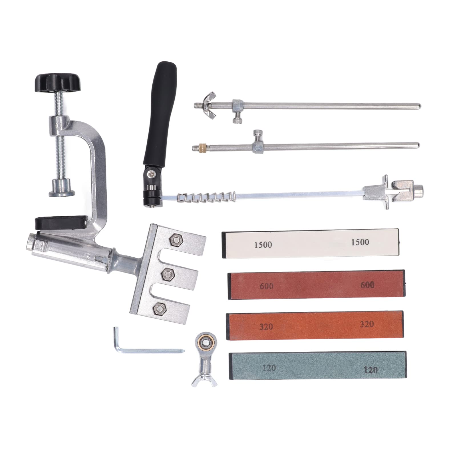 Affilacoltelli in Metallo Affilacoltelli Ad Angolo Fisso con 4 Pietre per Affilare 120 320 600 1500 Grana 360 Rotazione Flip Design per Cucina Caccia Bistecca e Coltelli Pelapatate