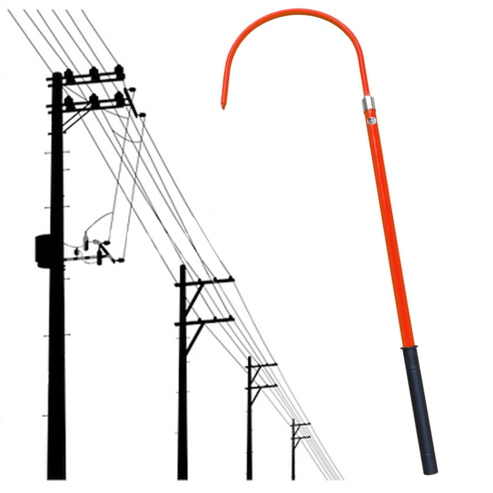 GTHTUHFD Portable Rescue Hook For Electric Shocks, Fiberglass Rescue Pole With 16-Inch Opening Hook, Insulated Rescue Tool For High-Voltage Areas/Factories/Fires,Yellow-1.5m/59in/4.9ft