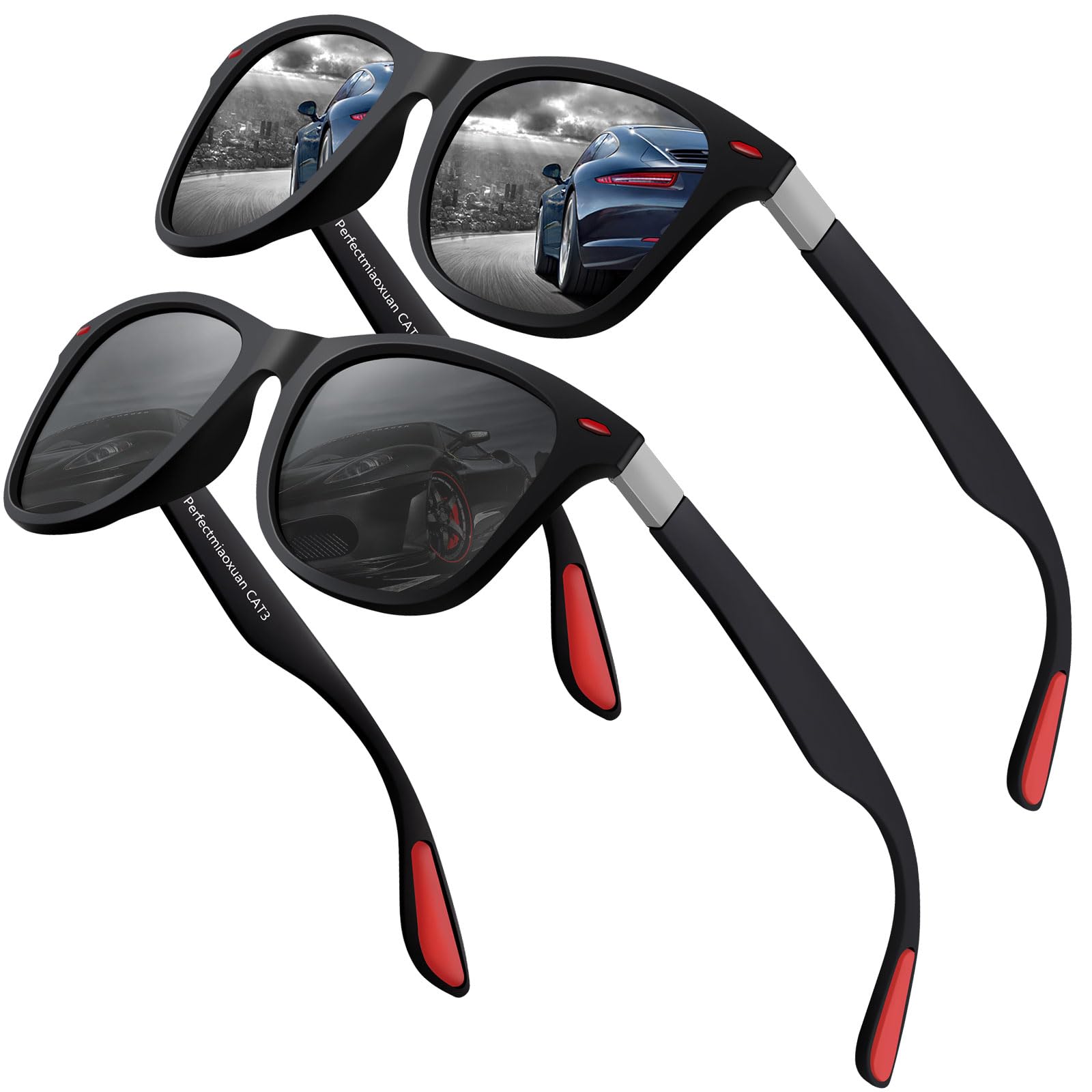 Perfectmiaoxuan Sonnenbrille Herren Damen Polarisiert UV Schutz,Vintage Klassisch Elegant Brillengestell,HD-Pilotobjektive,Golf Autofahrer Angeln Reisebrille Mode Sportbrille