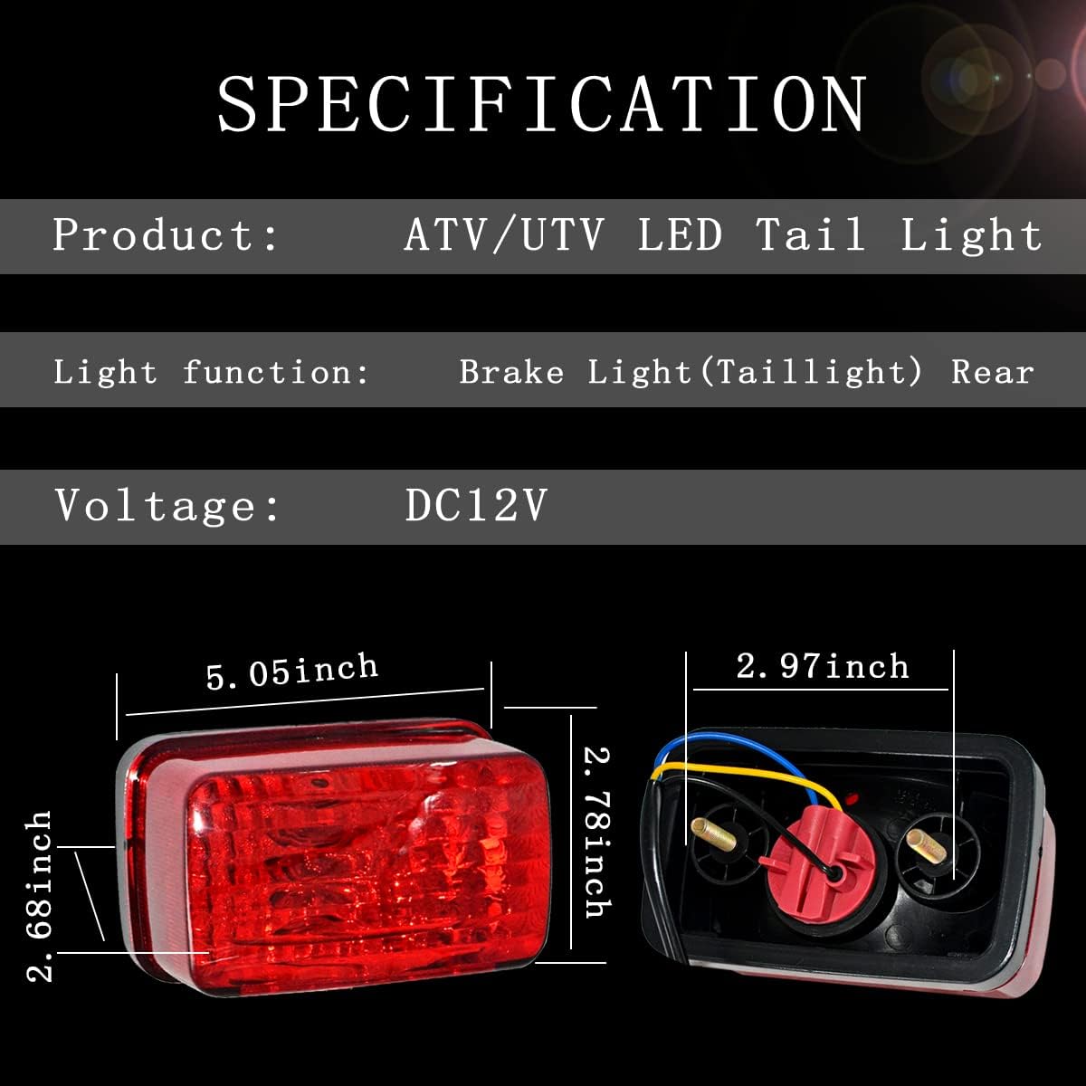 Rear Brake Light for Yamaha Banshee 350 Blaster 200 Grizzly 125 550 700 Raptor 250 Warrior 350 Taillight Lens Bulb 2002 2003 2004 2005 2006 Brake Light
