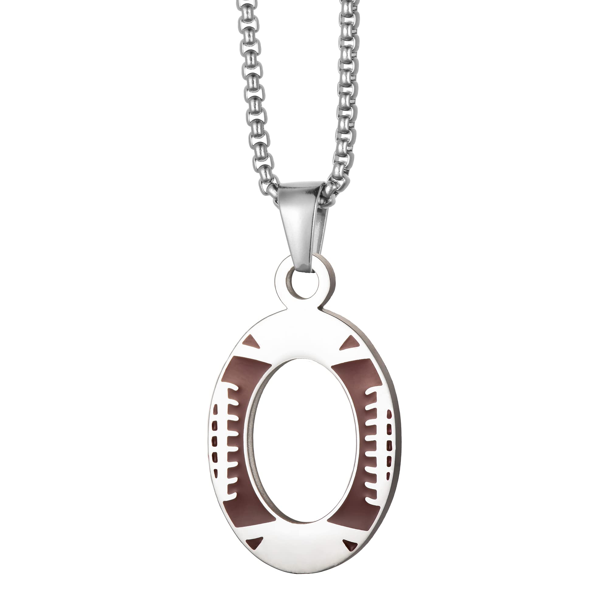 EZUY GNAY Letter Football Stainless Steel Football Necklace Player Number Pendant Silver Athlete LetterJewelry, Metal, not known