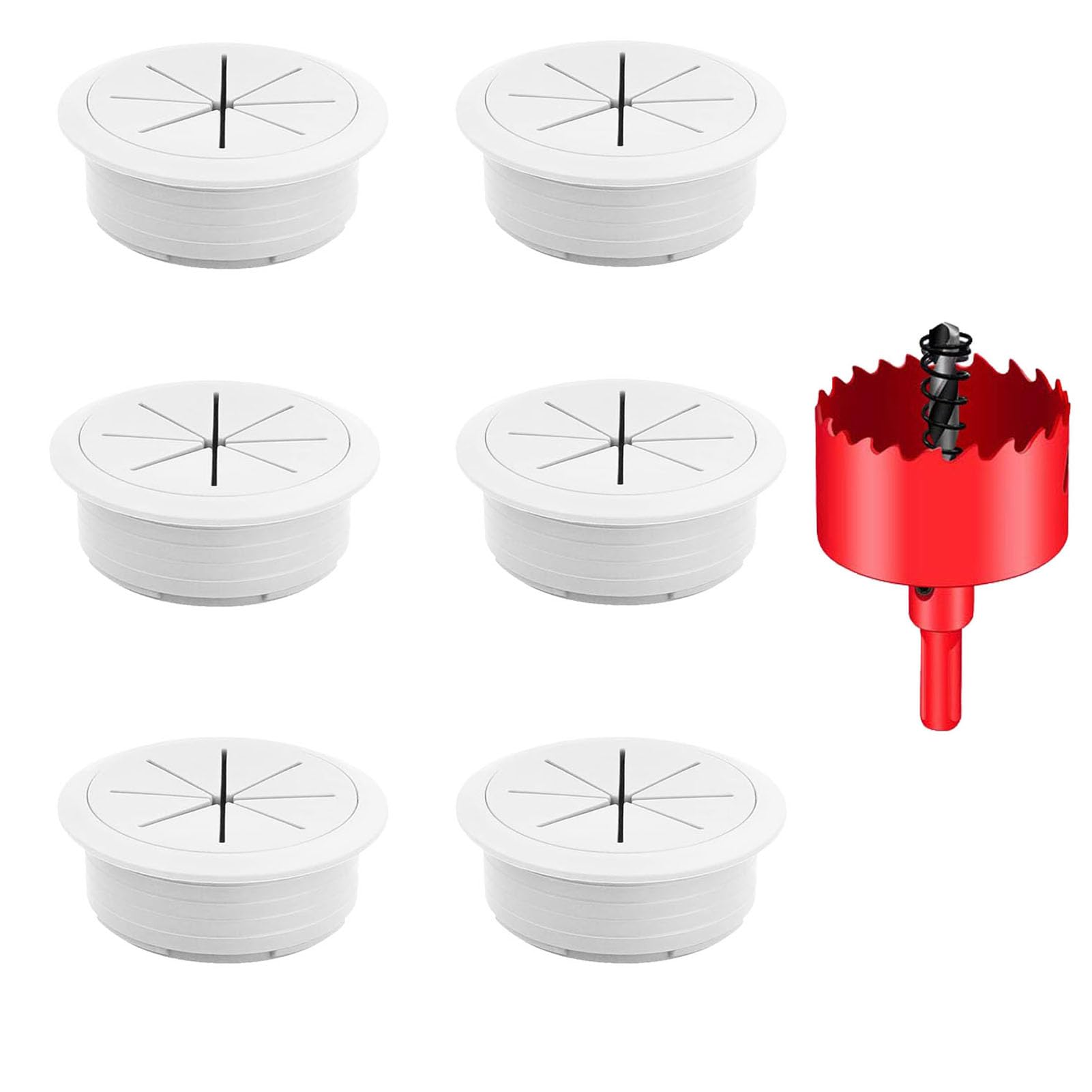 Desk Grommets - 6 White Cable Covers -14 Desk Grommets - 6 White Cable Covers -14