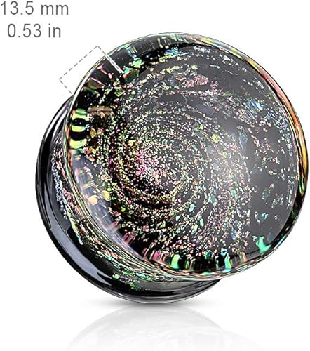 Miniatura 2 de Pierced Owl - Tapones de vidrio multicolor Aurora Borealis Sparkle Swirl Galaxy Double Acampanados, se venden por par