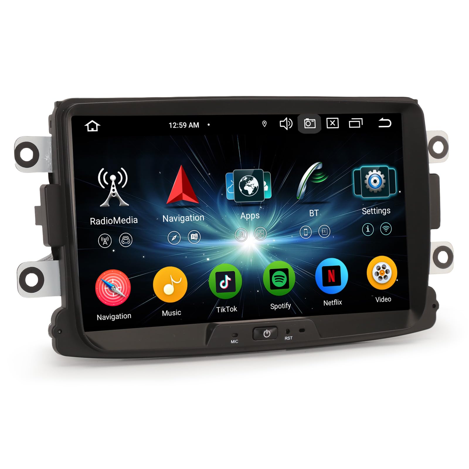 8 Núcleos 4GB+64GB Android 14 Dab+ Radio de Coche para Dacia Sandero Logan Lodgy Duster Dokker GPS Navegación Inalámbrico CarPlay Android Auto WiFi 4G USB Bluetooth DSP FM 8 Pulgadas IPS CANBus