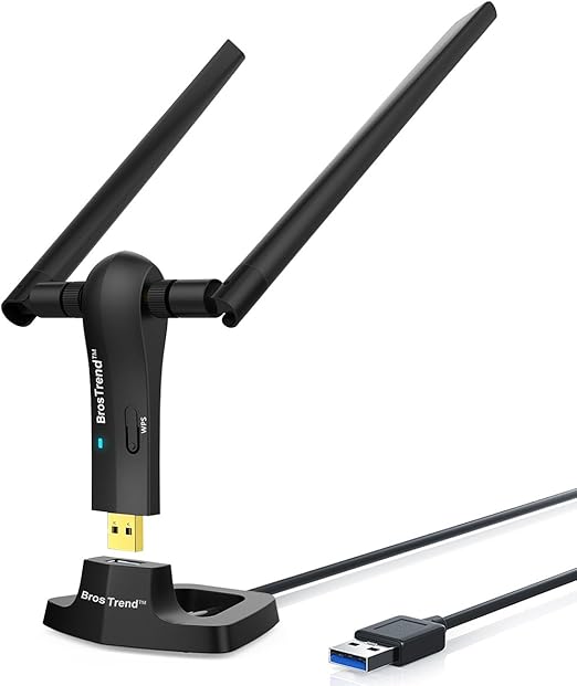 BrosTrend 1200Mbps Long Range USB WiFi Adapter for PC Desktop Laptop of Windows 11