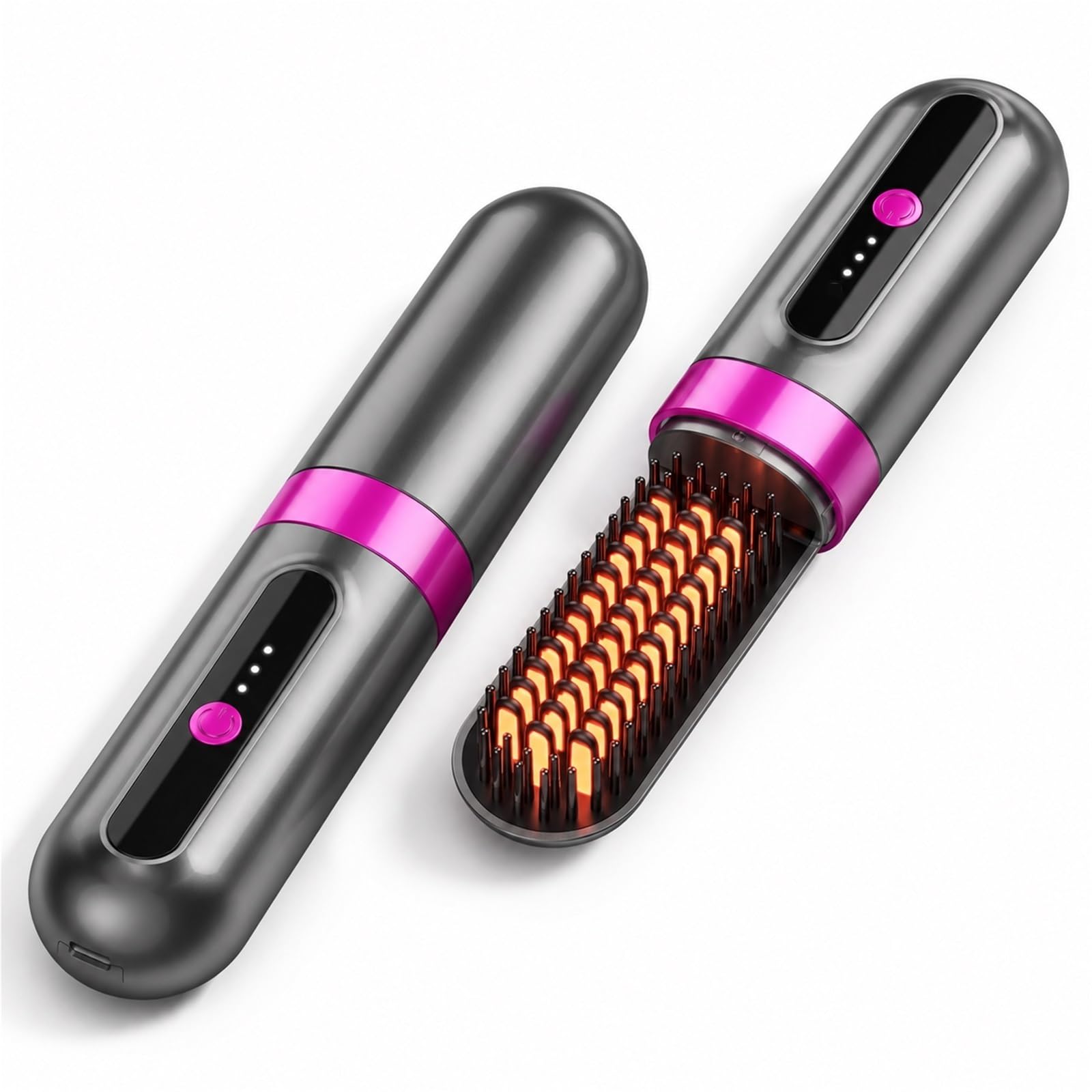 Bezprzewodowa Szczotka Prostująca do Włosów 2026 Jonizacja Anti-Frizz Ceramiczna Powłoka MCH Szybkie Nagrzewanie USB-C Przenośna Prostownica do Włosów dla Kobiet