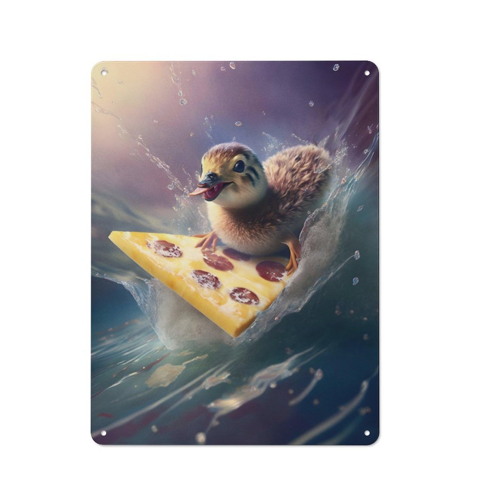 Surfing Ducklings Tin Sign 40x30cm for Pub Or Café, Vintage Wall Decor, for Café Interior Fans, for Retro Home Interiors