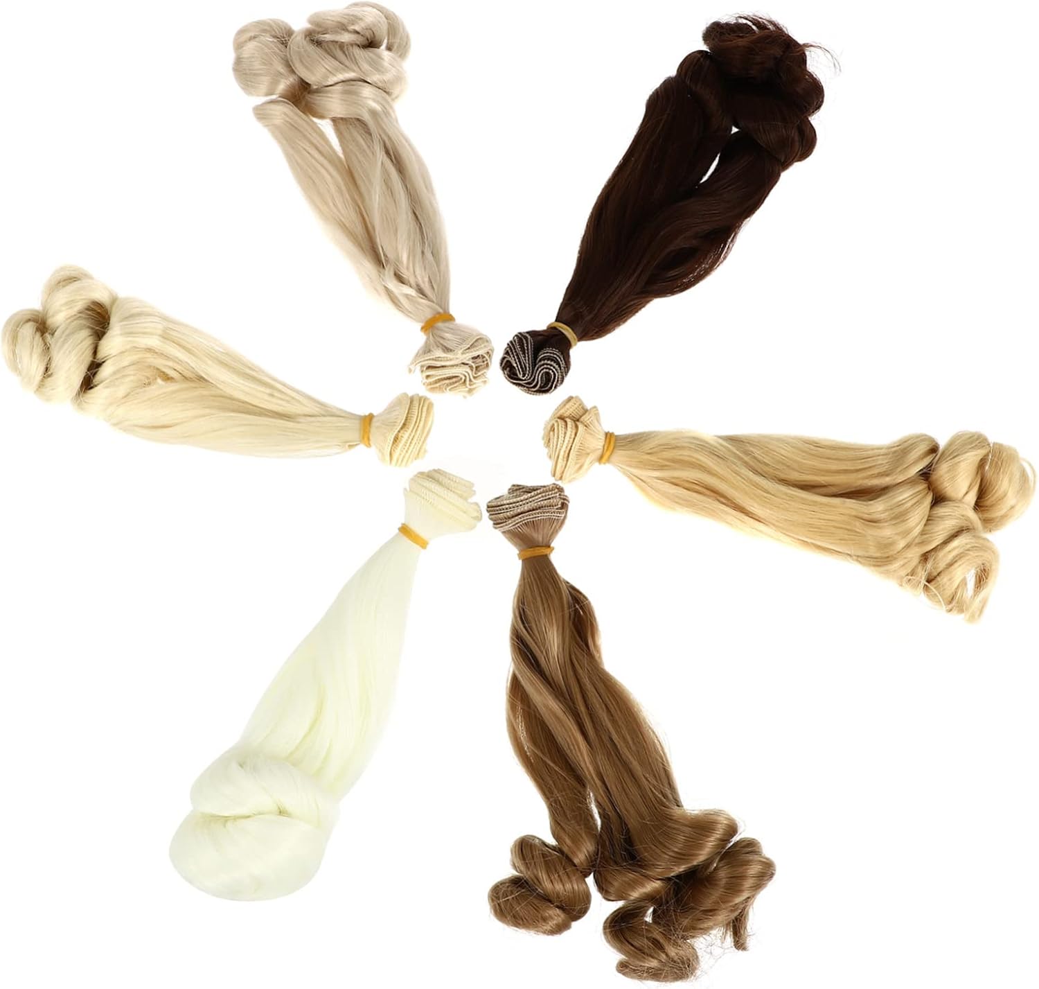 KOMBIUDA 6pcs doll wig synthetic hair extension straight doll hair making doll hair