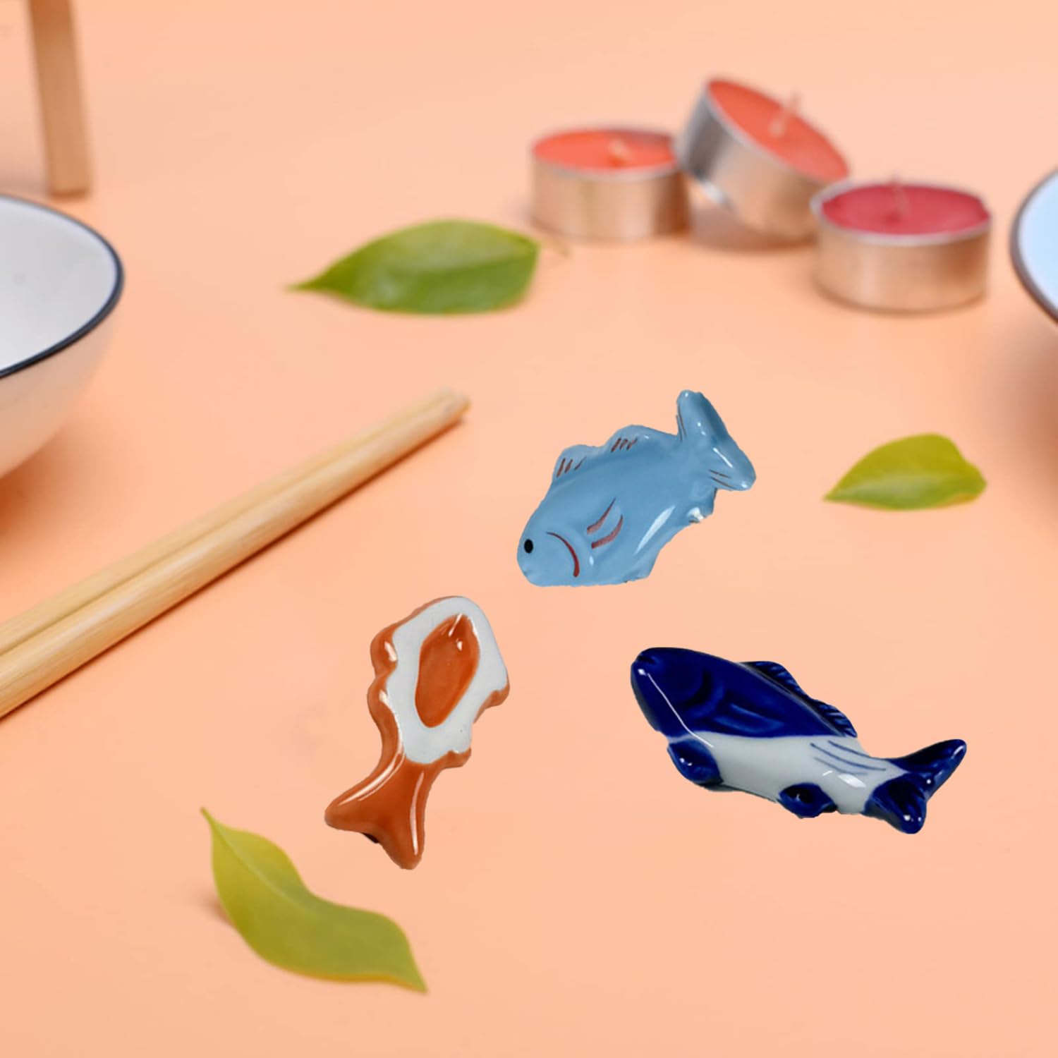 5 Piezas Palillos Descansa De Cerámica, Soporte para Palillos De Cerámica, Palillos Titular Soporte Cuchara, Pesce In Ceramica, para Cuchara, Tenedor o Cuchillo, Decoración De Mesa De Cocina