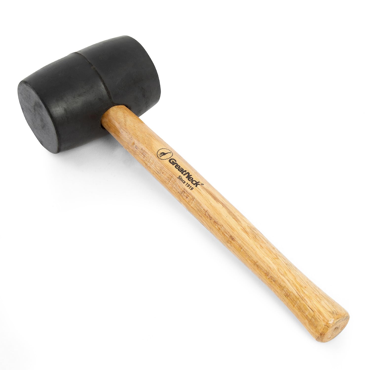 GreatNeck RM16 Rubber Mallet, 16 Oz. Rubber Hammer, Mallet with Hardwood Handle, Surface-Safe for Woodworking, Automotive, and Tile Projects