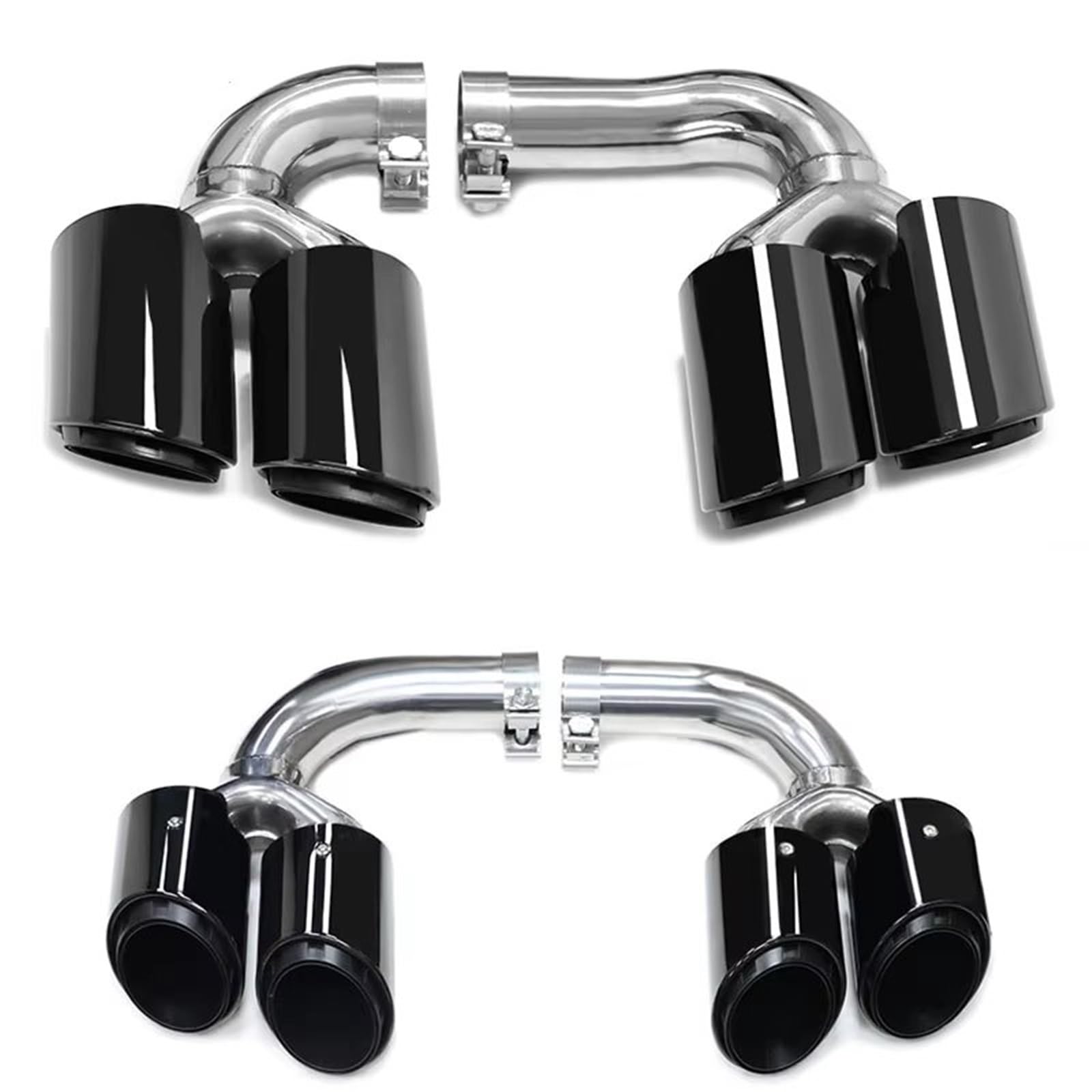 Tubo de Escape para Cayenne 9Y0 SUV 3.0 2018+ Gasolina Punta de Escape Tubo de Escape cudruple Gasolina Negro