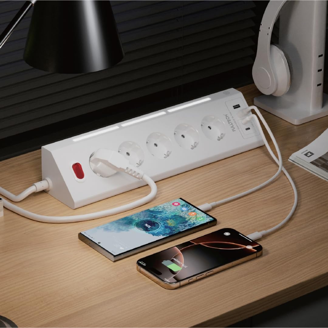 Akım Korumalı Priz, 5'li Priz Soketi, 5x Fiş Soketi, 2x Usb Girişi, 2x Type-C Girişi, Işıklı Gövde, Isıya Dayanıklı Yapı, 2 Metre Kablo Uzunluğu, Aşırı Gerilim Koruyucu Çoğaltıcı (16A/3680W)
