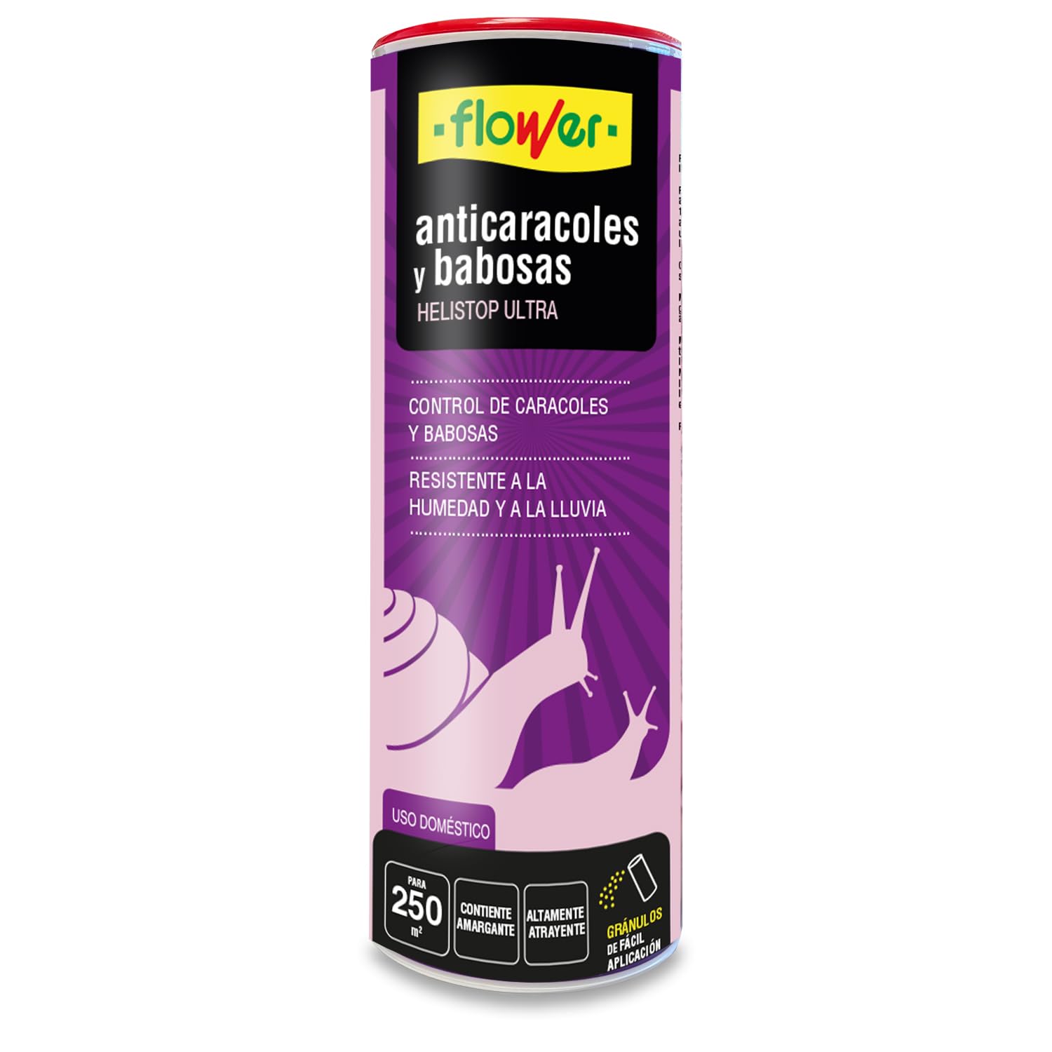 Flower – Anticaracoles y Babosas Helistop Ultra 250 g | Cebo Micro Granulado | Con Metaldehído, Resistente a la Humedad | Jardín y Huerto | Uso Doméstico