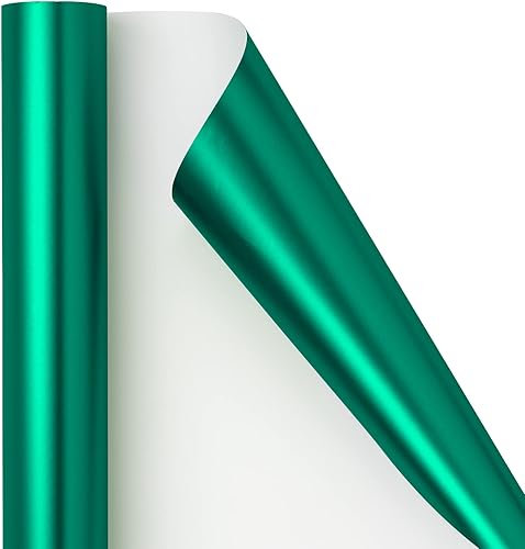 Miniatura 6 de RUSPEPA Papel de regalo verde bosque, papel de regalo de Navidad, papel metálico mate, rollo de papel de regalo verde oscuro para bodas, cumpleaños,