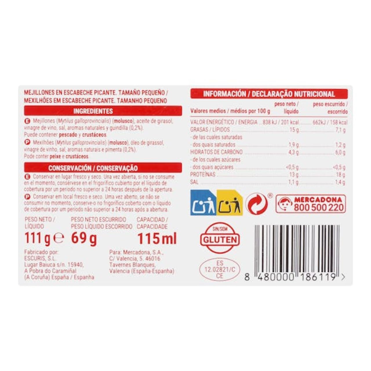 Scharfe Muscheln, mariniert, klein 13-18 Stück 12er-Pack