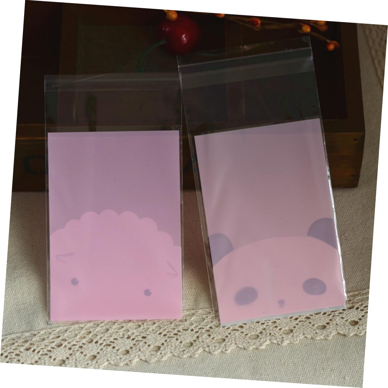 FOMIYES Cute Panda Head Design 100pcs Adhesive Candy Bags Biscuit Packaging Bag for Party Home Retail Store Kitchen