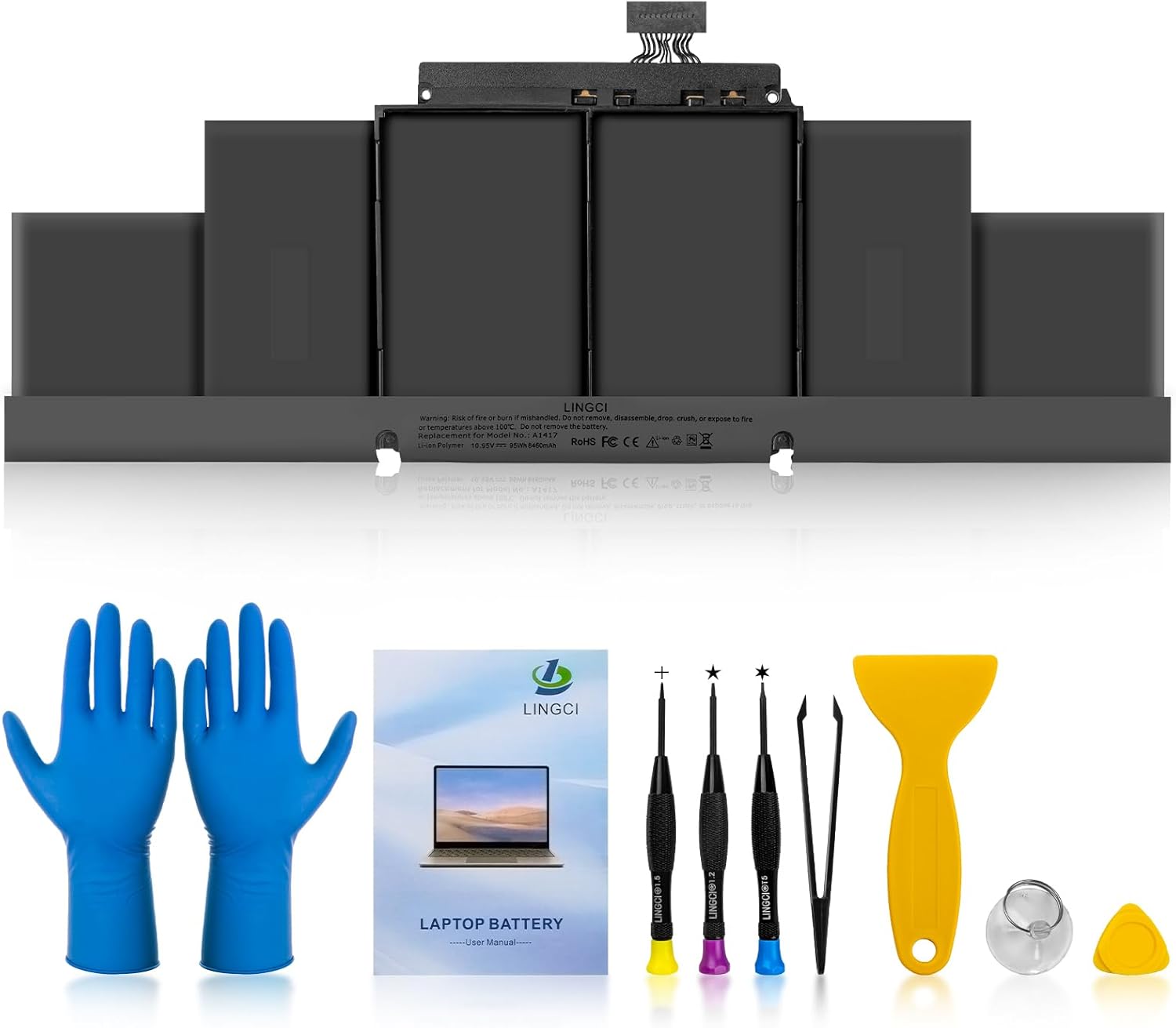 A1398 Battery,A1417 Replacement Battery for MacBook Pro 15 inch Retina Model A1398(Mid 2012 Early 2013 Only) (Upgraded High Performance 10.95V 95Wh 8460mAh)