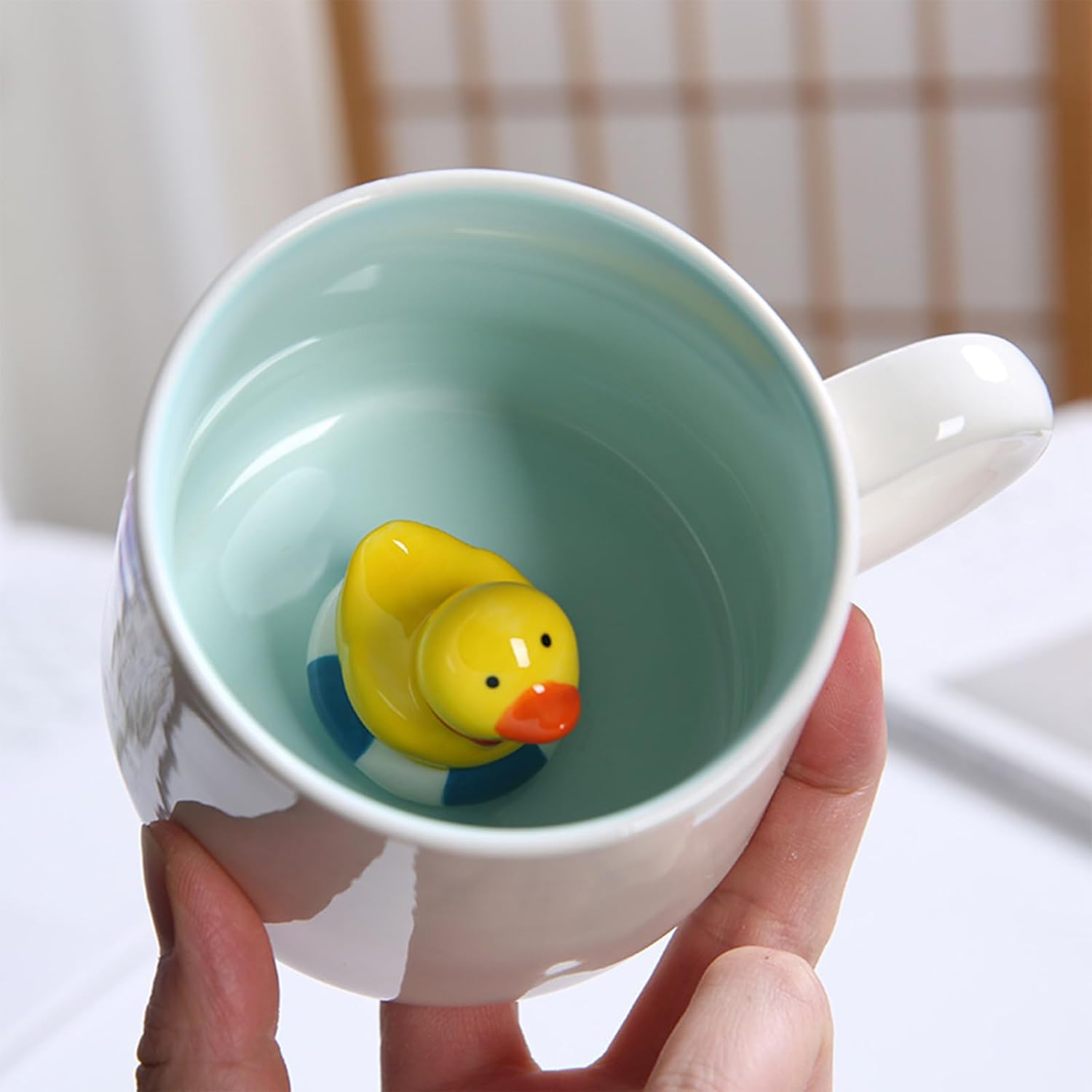 Animal Coffee Mugs with Duck Cute Coffee Mugs 12 OZ Duck Inside Cups Tea Cups with Handle Ceramic Cups Funny Coffee Mugs with Spoon Mugs Gift for Women Friends Coffee Mug for Birthday - Image 6