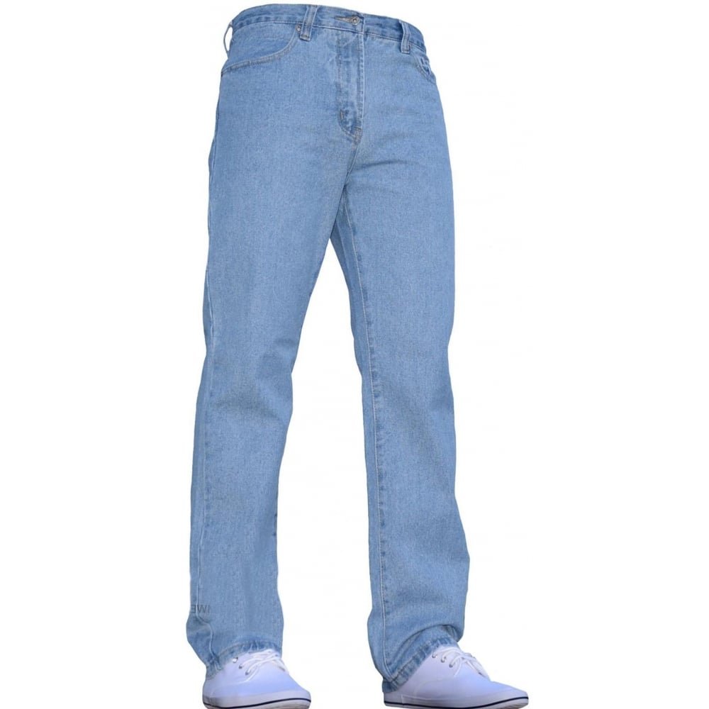 Blue Circle Men's Helle Waschung Jeans Heavy Duty Workwear Basic Straight Regular Fit Light Wash Jeans 28-60 W34- L28