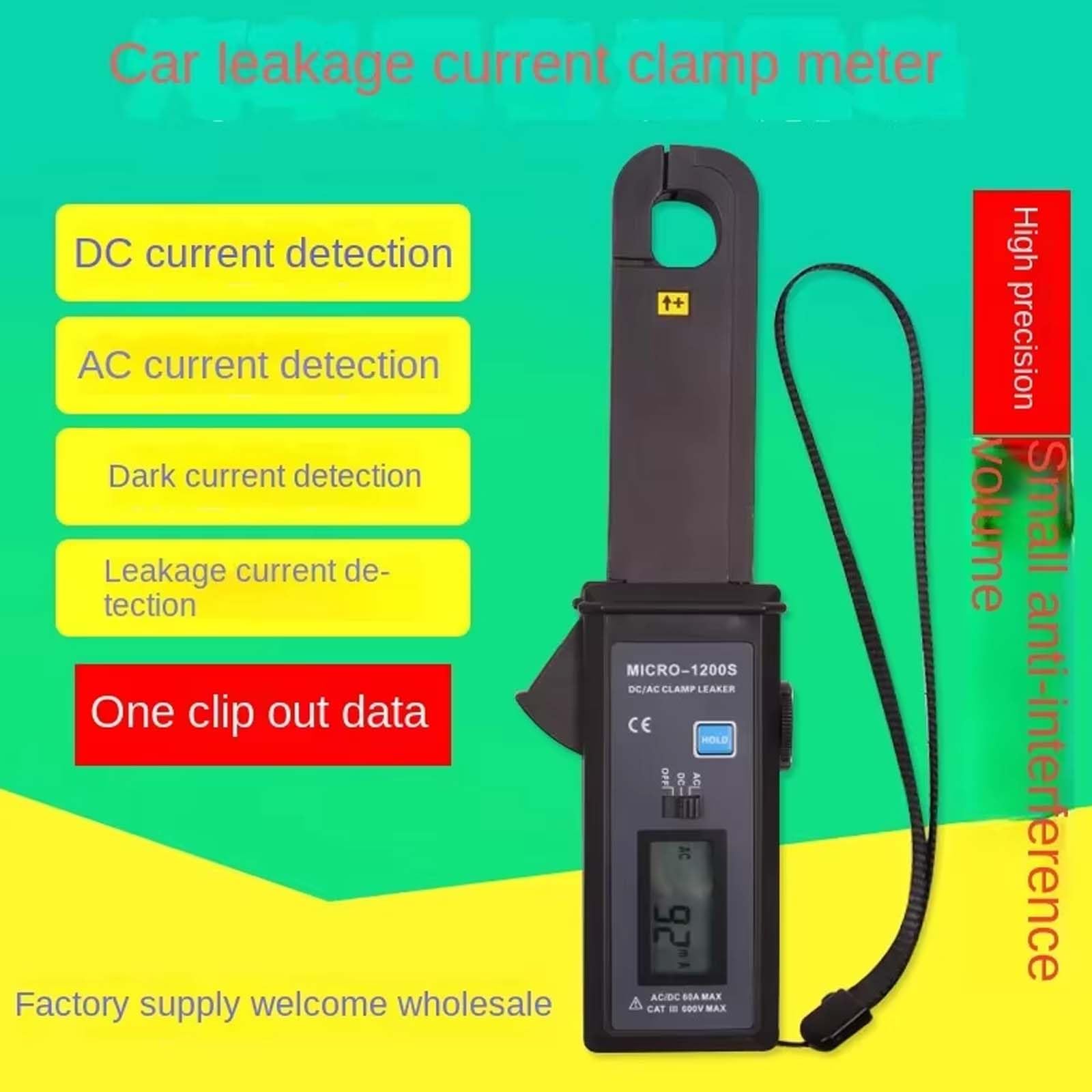 0mA-60A Automotive Leakage Current Tester, Rilevatore di Perdite Statiche per Auto Al Buio Senza Contatto, MICRO-1200S
