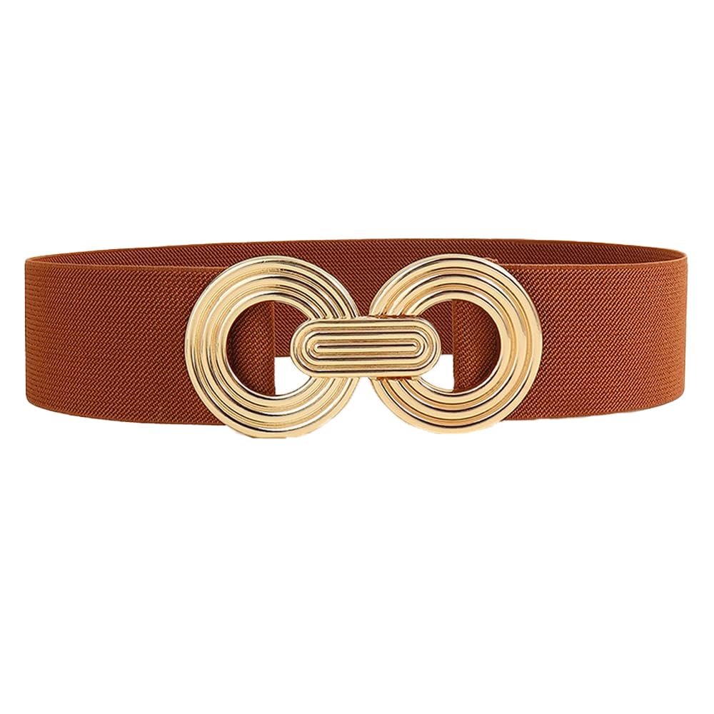 COTIM COYIN Women‘s Wide Elastic Belts with Double Ring Buckle, Stretchy Waist Belt for Dresses