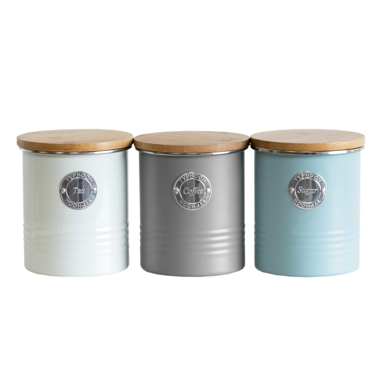 ProdBuy_LtdRetro Ribbed Tea Coffee Sugar Storage Canisters (Assorted Colours #3)