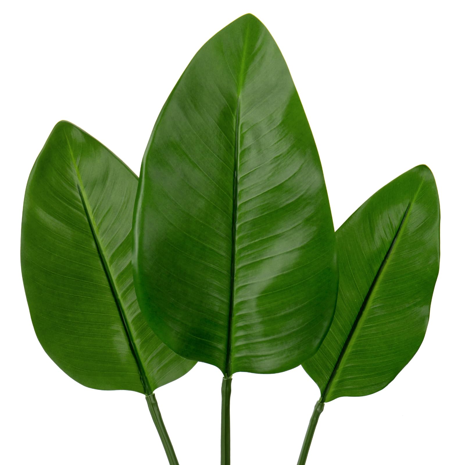 DILATATA 3 Pack Artificial Bird of Paradise Leaves with Long Stem for Vase - Fake Tropical Plants Palm Leaves Realistic Banana Leaves for Home Wedding Party Decor