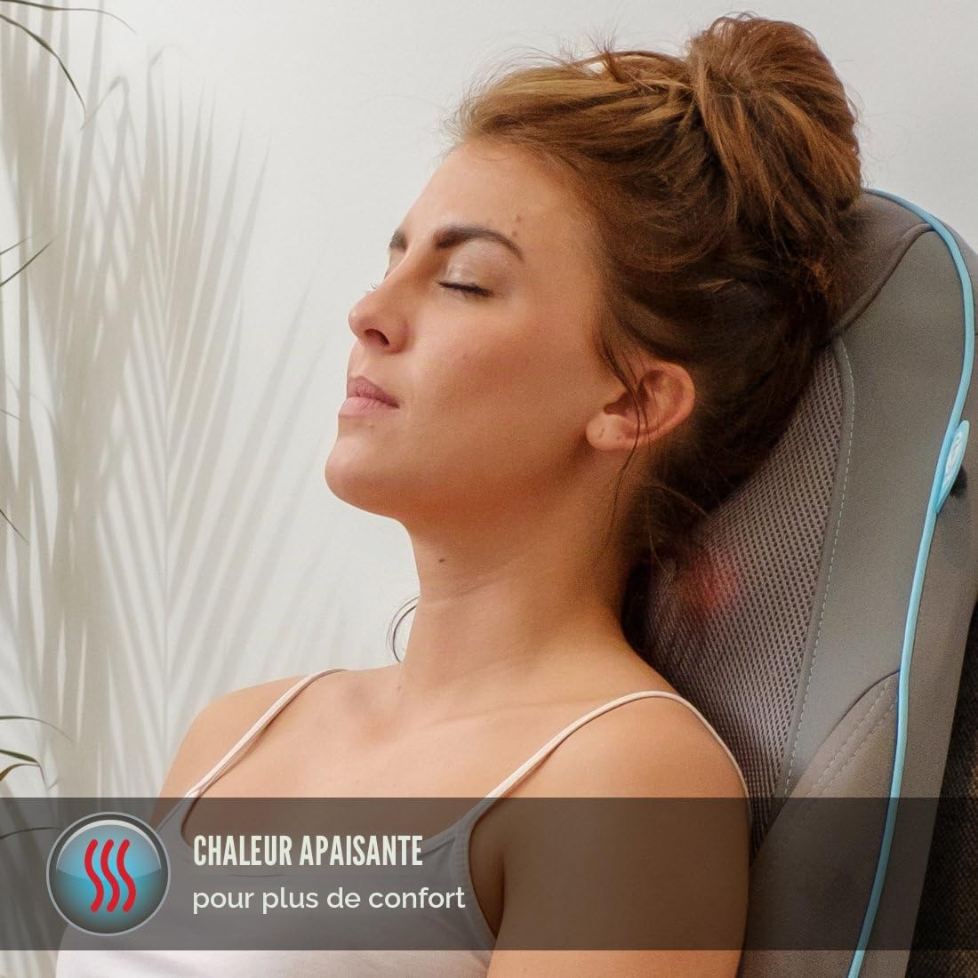 Homedics Coussin de Massage Shiatsu chauffant pour Fauteuil ou Chaise de Bureau – Apaise les douleurs dos, lombaires, cervicales, trapèze