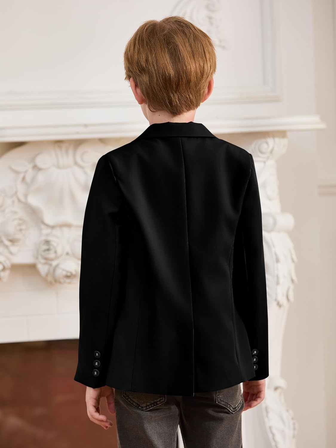 Haloumoning Boys Blazer Kids Lapel Button Down Suit Jacket Sport Coat with Pockets 5-14 Years - Image 6