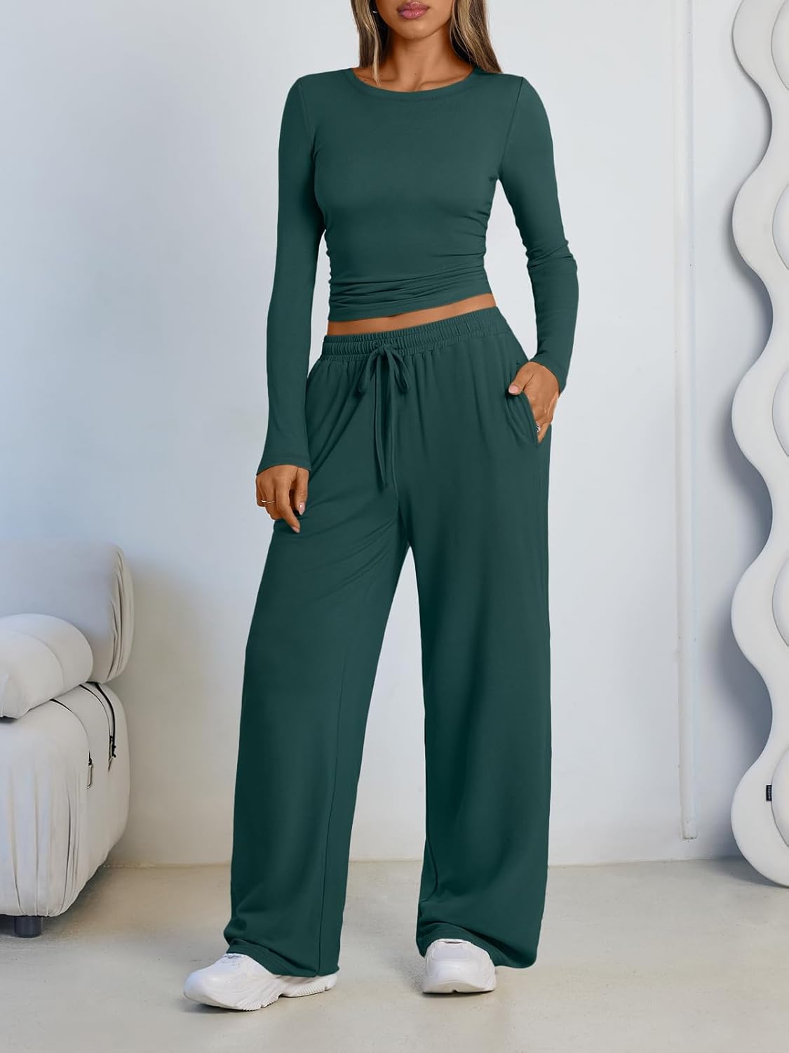 LILLUSORY 2 Piece Lounge Sets for Women Fall Outfits 2026 Two Piece Travel Sweatsuits Business Casual Fashion Clothes - Image 2