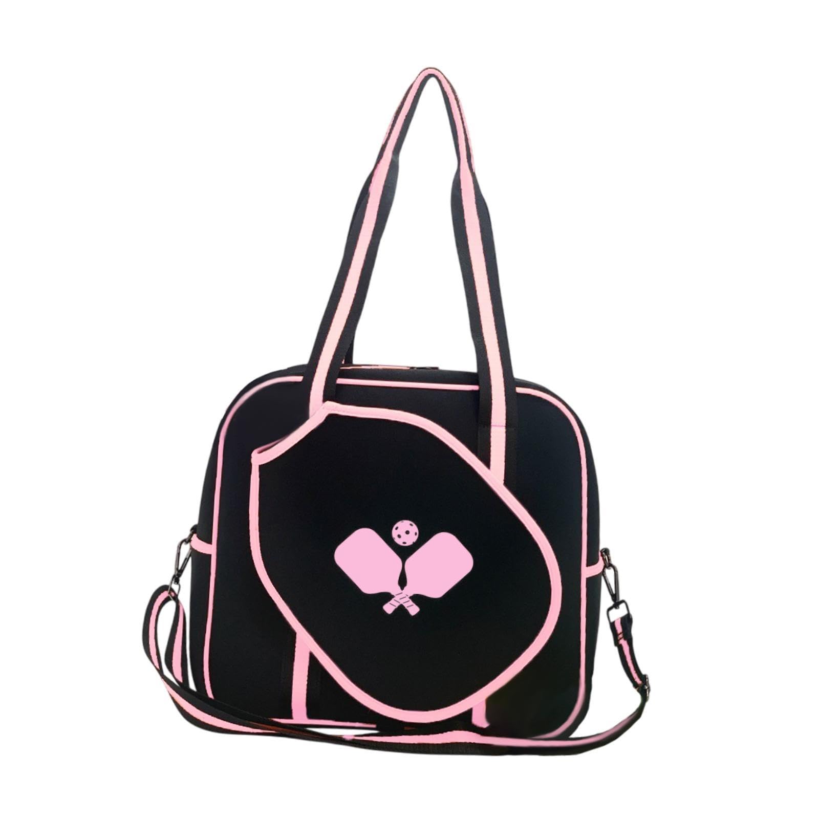 Pickleball Bag for Women Carry Bag with Adjustable Strap Pickleball Tote Bag Pink-image-4