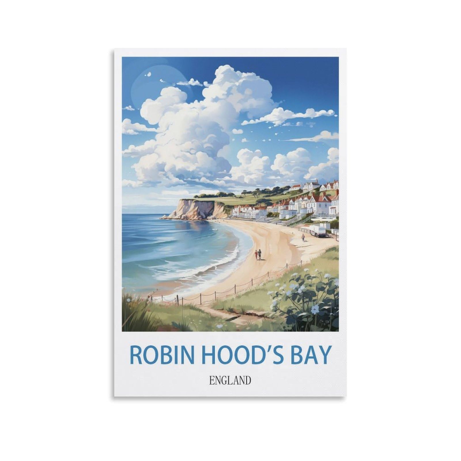 EZMLFA 5D Diamond Art Kits Adults,Robin Hood's Bay England,DIY Cross Stitch Crystal Rhinestone Embroidery Pictures Craft for Home Wall Deco 40x40cm