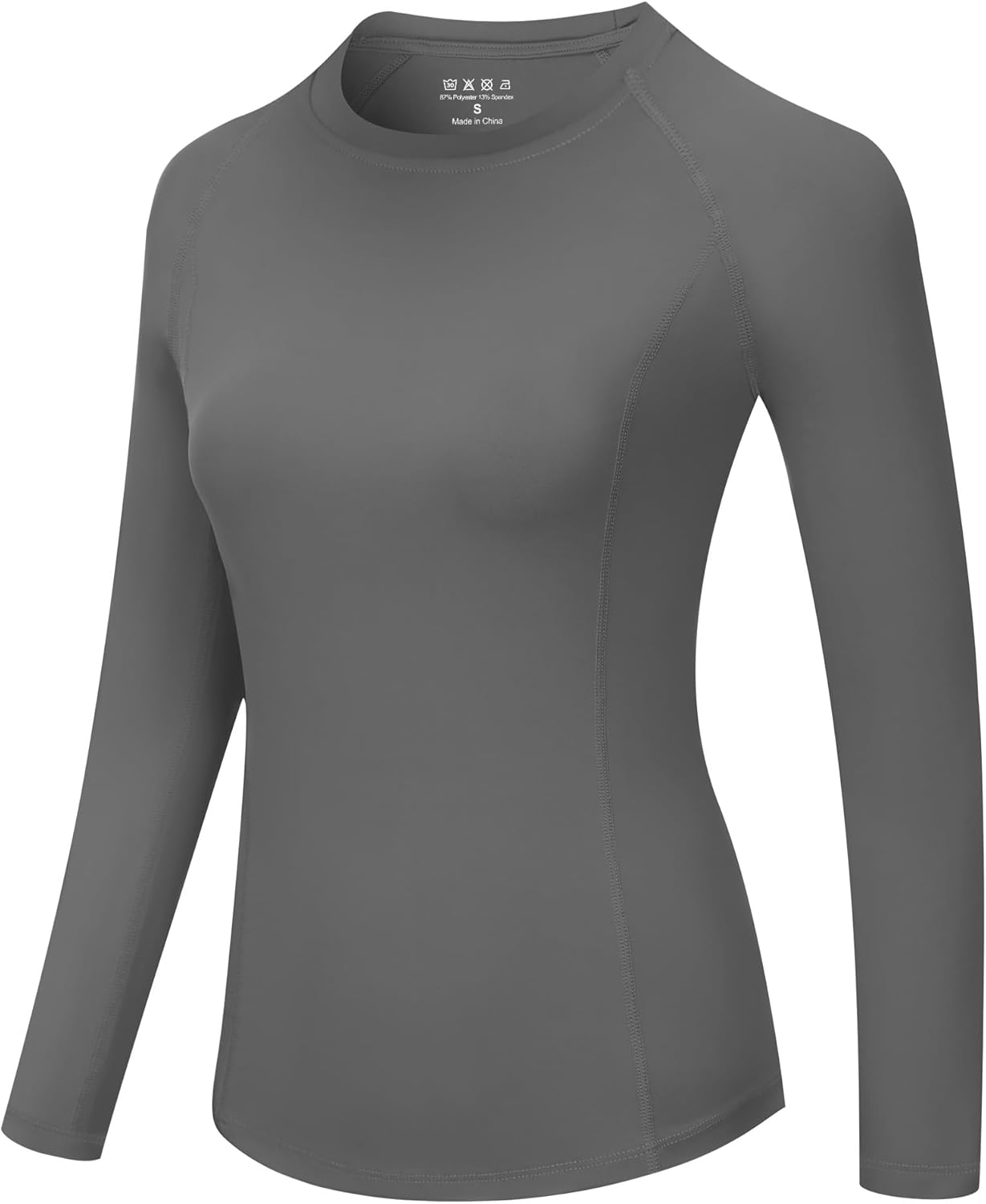 Runhit Compression Shirt Women Long Sleeve, UPF 50+ Crew Neck Workout Base Layer, Quick Dry Athletic Underscrub Tops