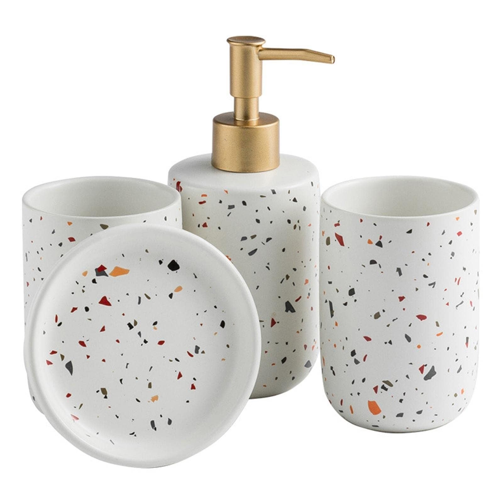 Juego de accesorios de baño de cerámica para organizar el lavabo con taza