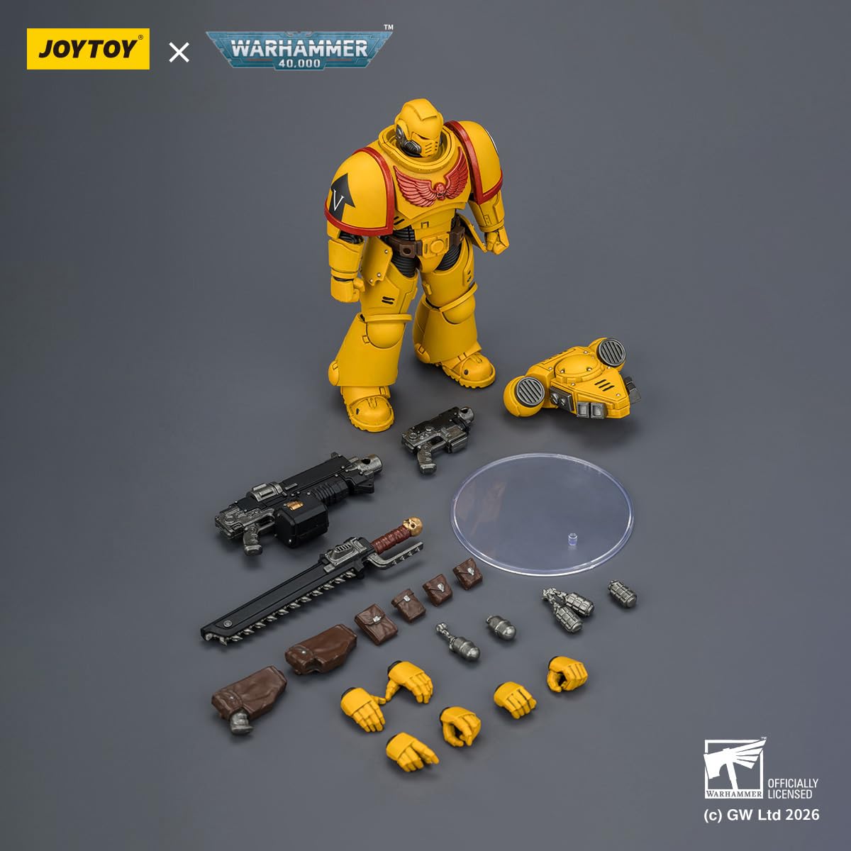 TOYVERSE JOYTOY Warhammer 40,000 Imperial Fists Intercessor con Pistola de Perno y Espada de Cadena, Escala 1/18, Figura de acción Modelo de Personaje a Partir de 15 años