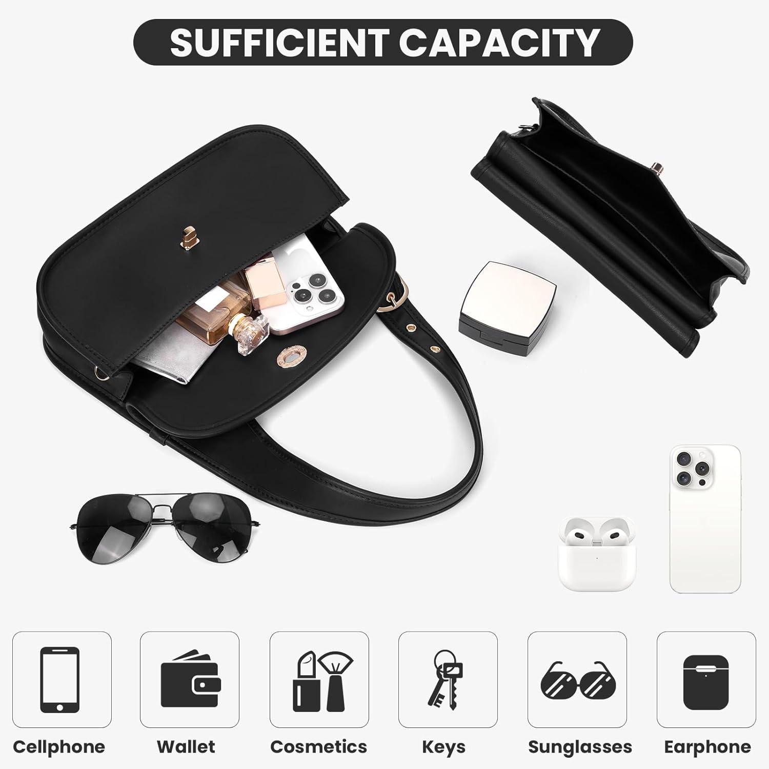 Shoulder Bag Purse for Women Crescent Bag Faux Leather Shoulder Handbags Trendy Cashin Carry Everyday Bag - Image 4