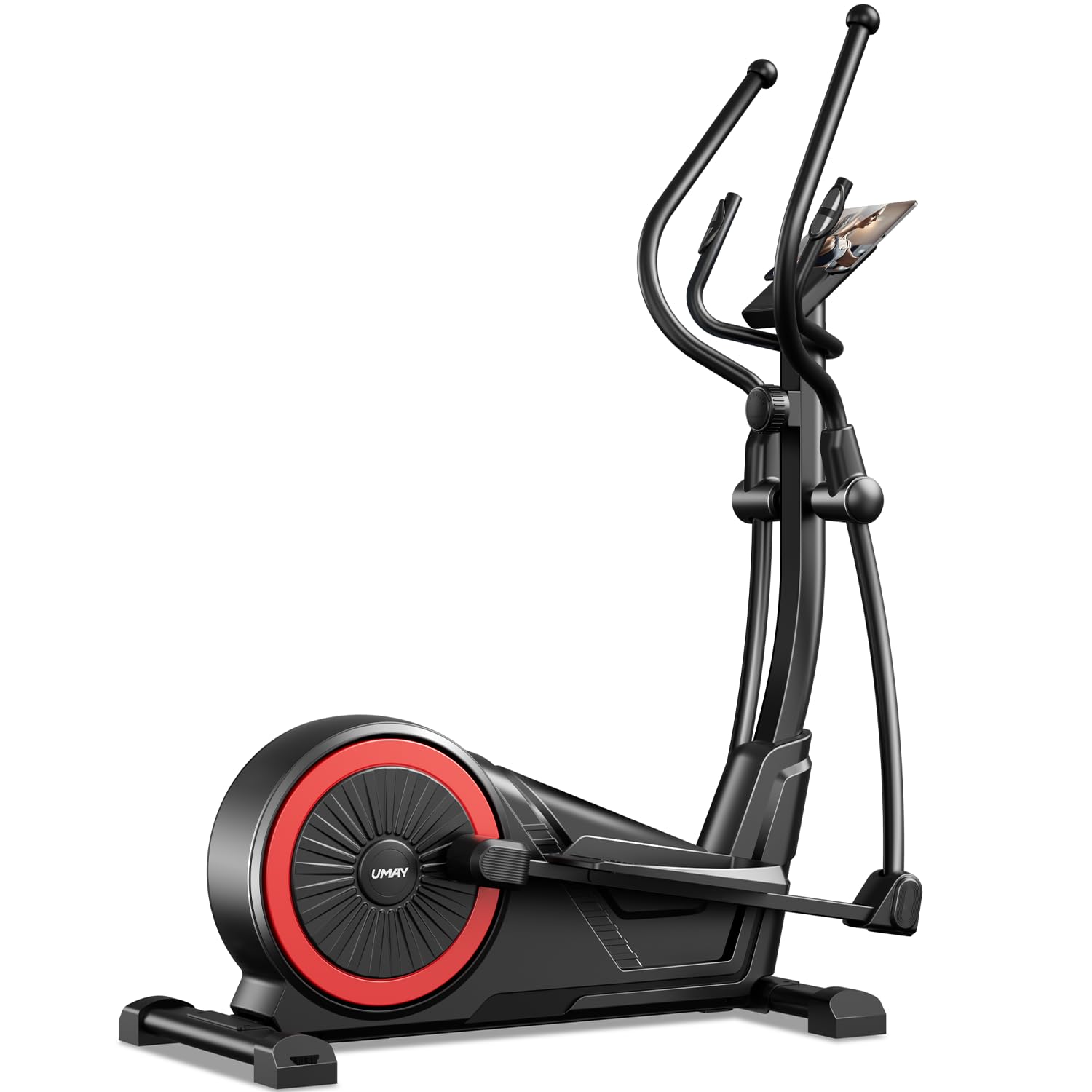 UMAY Crosstrainer per casa, ellittica magnetica silenziosa, con 16 livelli di resistenza, pulsagiffe, Crosstrainer con volano da 7 kg e display LCD, max. 159 kg