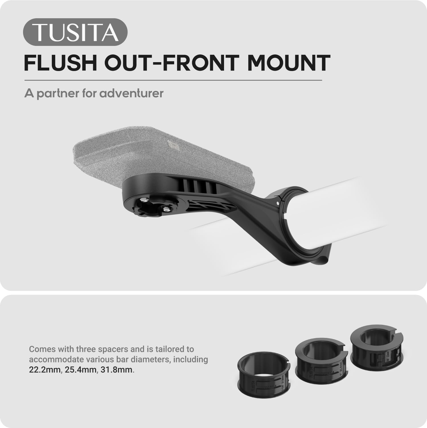 TUSITA Przedni Zlicowane Uchwyt Kompatybilny z Garmin Edge GPS Komputer Rowerowym, Pasuje do Kierownic 22.2mm, 25.4mm, 31.8mm