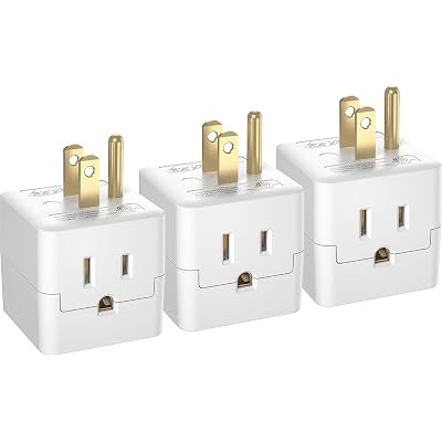 [ETL Listed] 3-Pack 3 Outlet Wall Adapter, Grounded 3-Prong Cube Tap Outlet Power Splitter, Compact 3-Way Plug Adapter for Home, Office or Travel.
