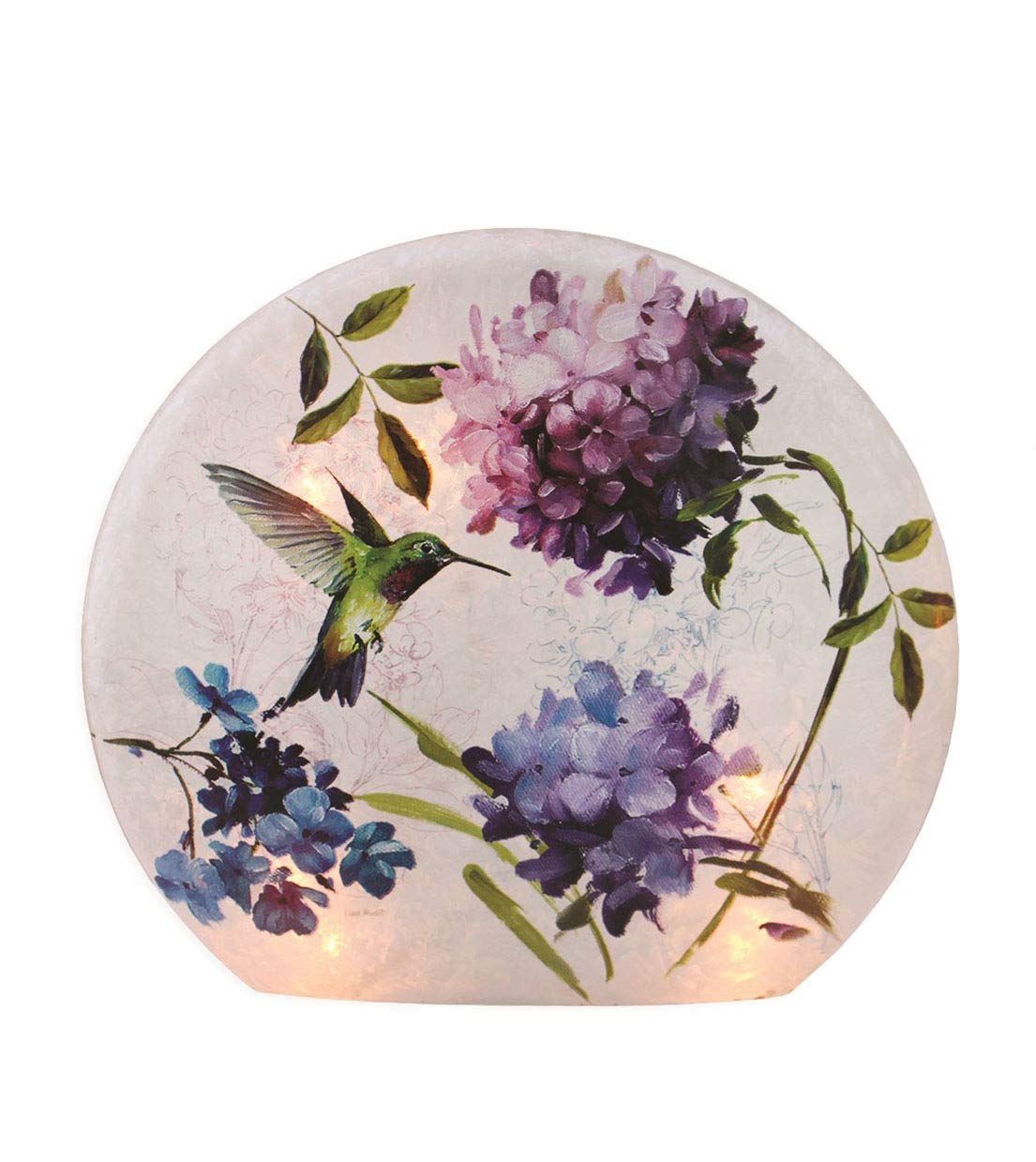Stony CreekHydrangea with Hummingbird 7" Pre-Lit Round Orb, LAL0261 (Purple/Blue)