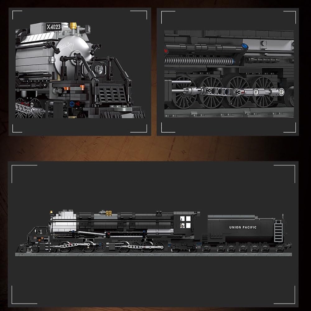 BIGBOY Steam Train Building Kit and Engineering Toy, BIGBOY Locomotive with Track Display Set, Collectible Steam Locomotive Display Kit, Gift for Train Lovers(1608Pieces)