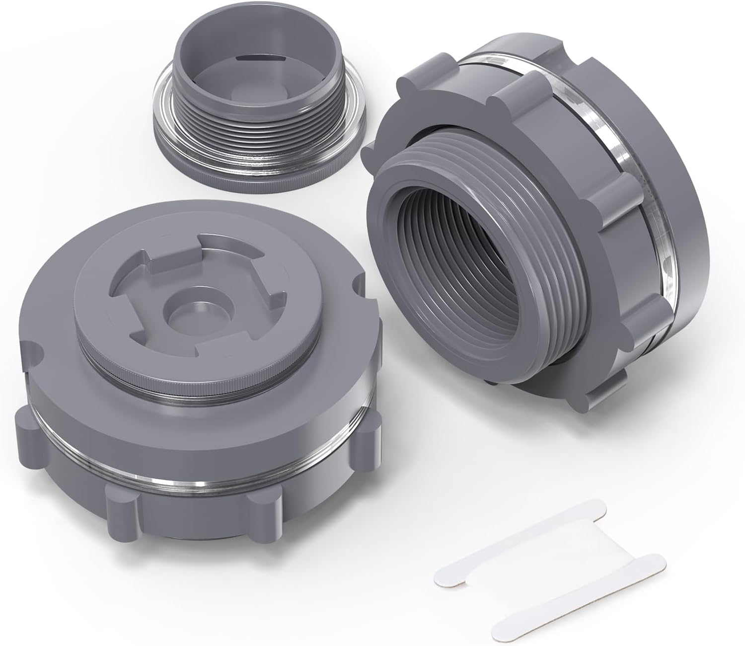 2PCS PVC 2" Bulkhead Tank Connector Adapter Fitting with Plugs & Gasket for Water Tank, Rain barrels, Aquariums, Bathtubs and Sink