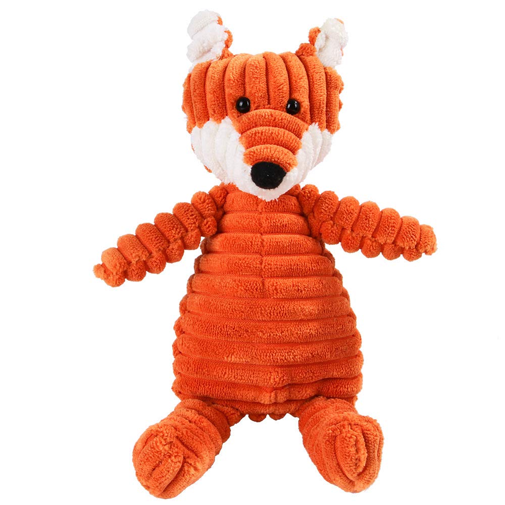 Nice Design 1Pc Corduroy Fox Toys for Small Large Dogs Animal Shape Plush Pet Puppy Squeaky Chew Bite Resistant Toy Pets Accessories Supplies