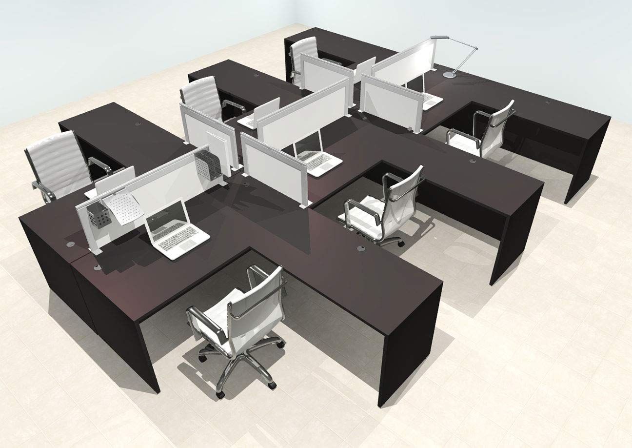 Six Person L Shape Modern Aluminum Organizer Divider Office Workstation Desk Set OT-SUL-FPS36