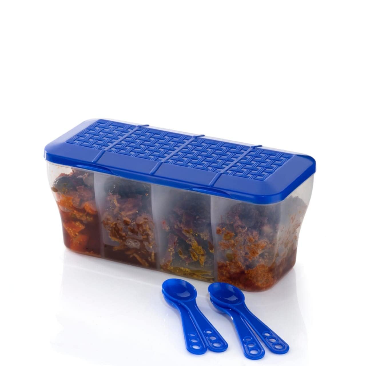 HomeWiz 4 Section Masala Box 800ml | BPA-Free Large Airtight Masala Dabba | Food Grade Transparent Spice Container For Kitchen | Masala Container Set with Measuring Spoons | For Spices & Dry Fruits — Amazon image 5