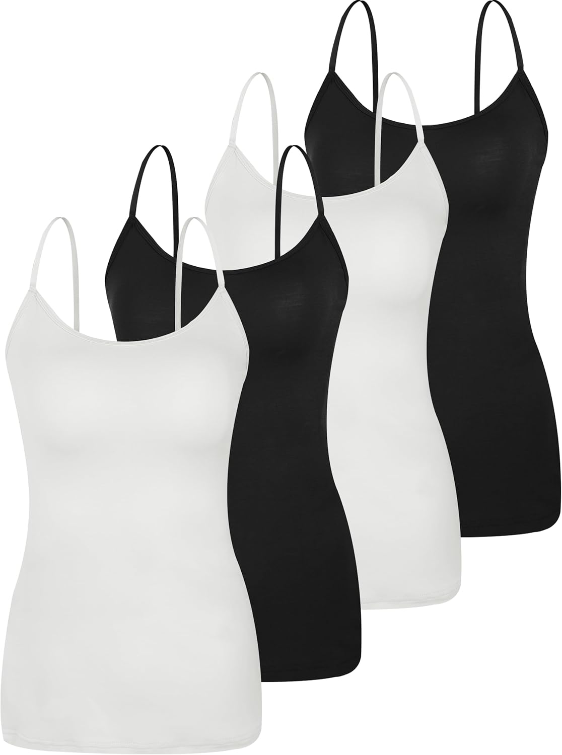 BAMBOO COOL Women's Basic Lingerie Camisole Tank with Adjustable Spaghetti Strap Cute Undershirt 3/4 Pack