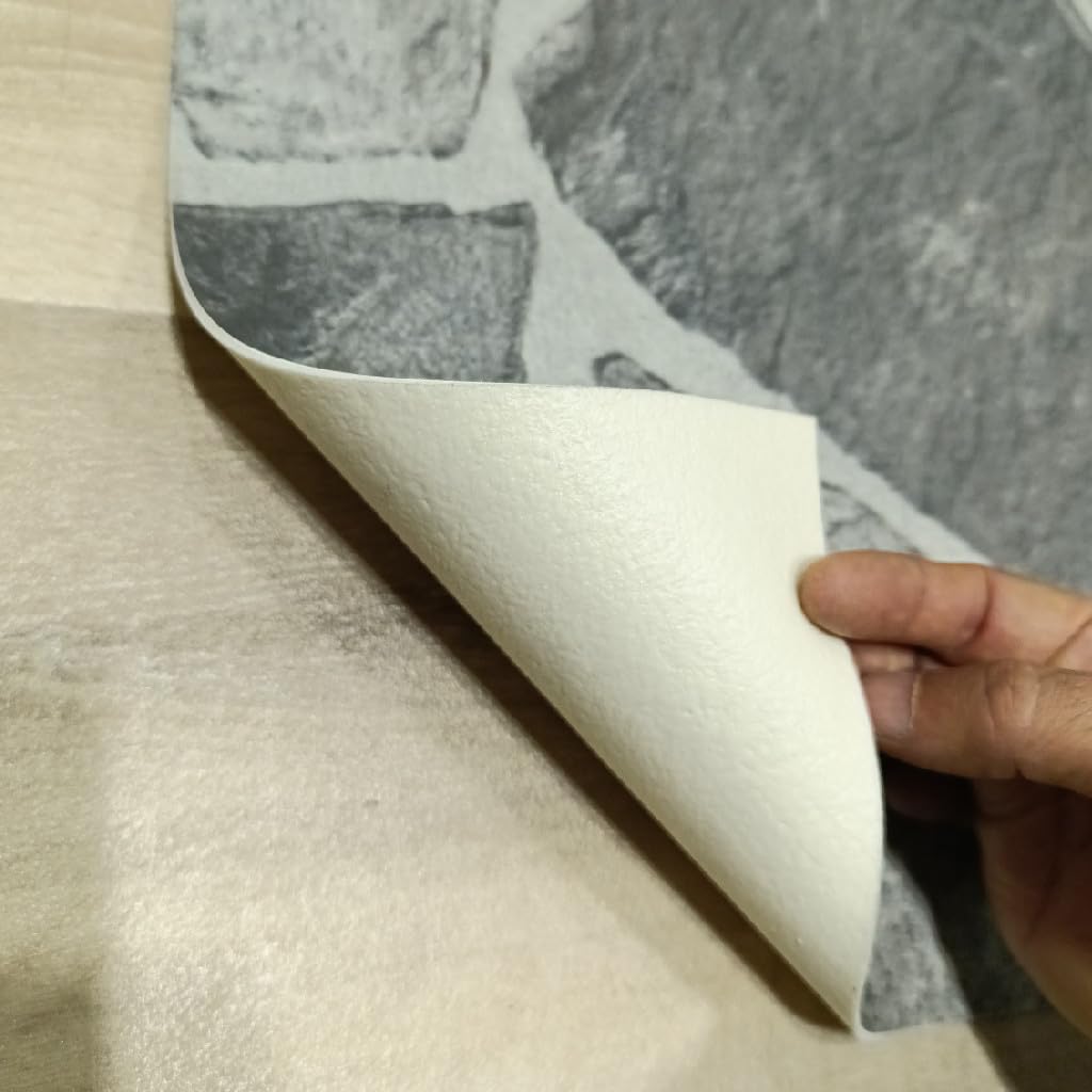 Roma - Tappeto decorativo in vinile, effetto pietra, facile da pulire e in due colori, grigio (100 x 500 cm)