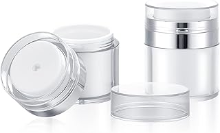 Firtink 2 Pcs Airless Pump Jar, 30ml Refillable Cream Jar Vacuum Travel Bottle Airless Pump Bottles Portable Cosmetic Container Sample Pots for Lotions, Creams, Makeup