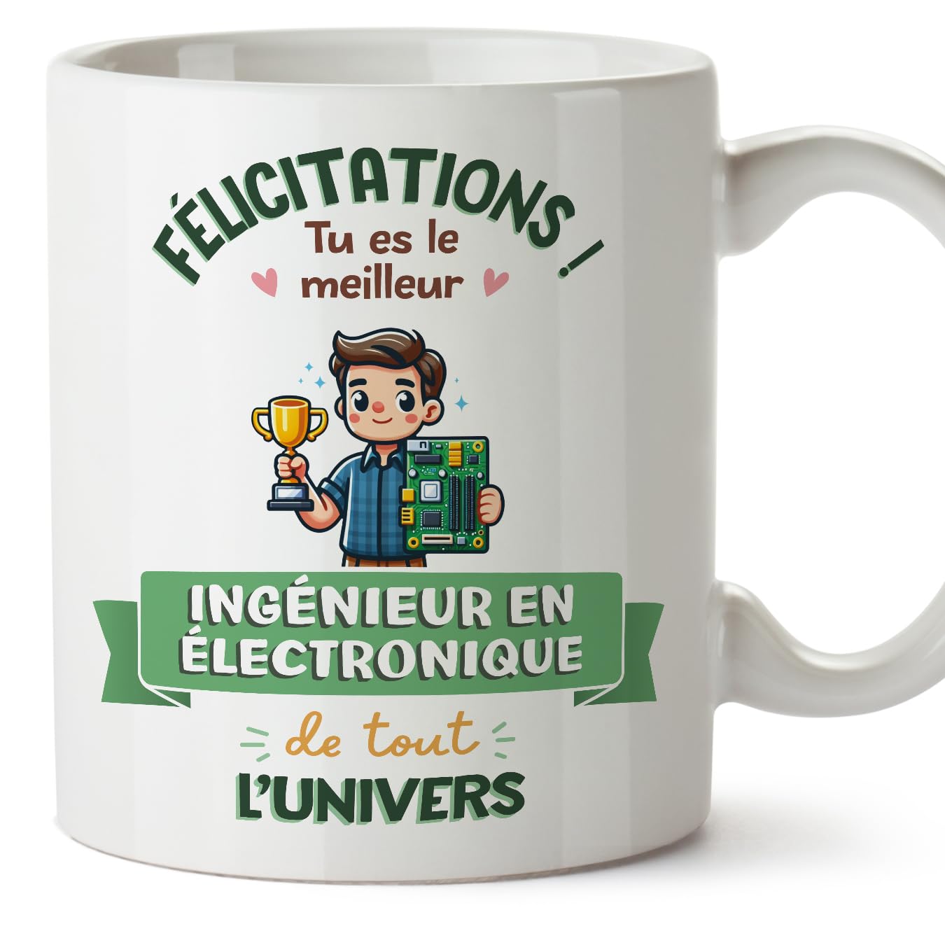 MUGFFINS Electronics Engineer Man Mug - in French - Meilleur Univers Trophée - Funny Gift for Colleagues - Ceramic 11oz Mug — image 1